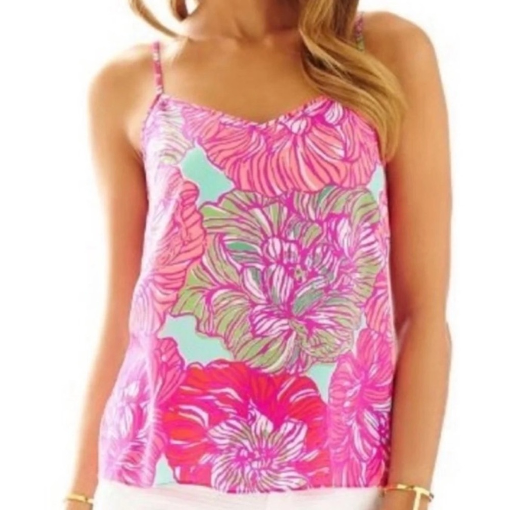 Like New Lilly Pulitzer Dusk Racer Back Silk Tank Top, Size Medium